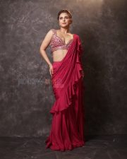 Dazzling Madhurima Tuli Cleavage in a Pink Ruffle Saree with Embellished Blouse Photos 08 Dazzling Madhurima Tuli Cleavage in a Pink Ruffle Saree with Embellished Blouse Photos 08