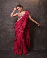 Dazzling Madhurima Tuli Cleavage in a Pink Ruffle Saree with Embellished Blouse Photos 09 Dazzling Madhurima Tuli Cleavage in a Pink Ruffle Saree with Embellished Blouse Photos 09