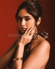 Seductive Actress Ashwathy Preeta in a Leopard Print Halter Backless Dress Photos 01