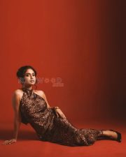 Seductive Actress Ashwathy Preeta in a Leopard Print Halter Backless Dress Photos 07