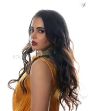 Smoldering Actress Shruti Prakash in a Mustard Yellow High Neck Midi Dress Photos 06