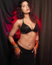 Dramatic Shanu Dhekawa Cleavage in a Black Bralette with Mehndi Adorned Hands Photos 06