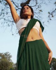 Graceful Actress Rosyy Satpathyy in a Green Saree White Blouse Photos 03