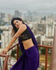 Graceful Actress Rosyy Satpathyy in a Purple Saree Black Blouse Photos 10