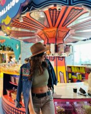 Sexy Natasha Bharadwaj Showing Pierced Navel in a Crop Top and Denim Jacket Photos 02