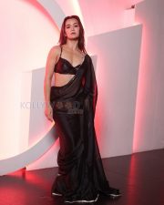 Sultry Actress Aradhana Sharma in a Black Sheer Saree with Black Bralette Blouse Photos 05