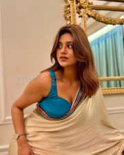 Elegant Actress Anjali Arora in a Cream Silk Saree with Teal Blouse Photos 01 Elegant Actress Anjali Arora in a Cream Silk Saree with Teal Blouse Photos 01