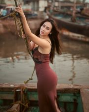 Enchanting Actress Muna Gauchan in a dusty rose embroidered crop choli with draped pallu and flower accent photos 09 Enchanting Actress Muna Gauchan in a dusty rose embroidered crop choli with draped pallu and flower accent photos 09