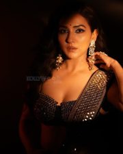 Glam Neeti Mohan in a Sequinned Black Saree Photos 02