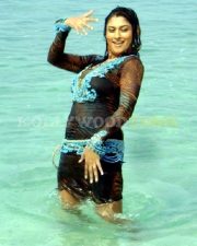Glamorous Actress Malavika in a Black Sheer Animal Print Top Photos 39