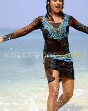 Glamorous Actress Malavika in a Black Sheer Animal Print Top Photos 44