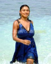 Glamorous Actress Malavika in a Blue Satin Mini Dress Photos 28
